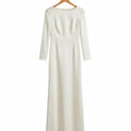Robe Longue en Soie Blanc S - My Store